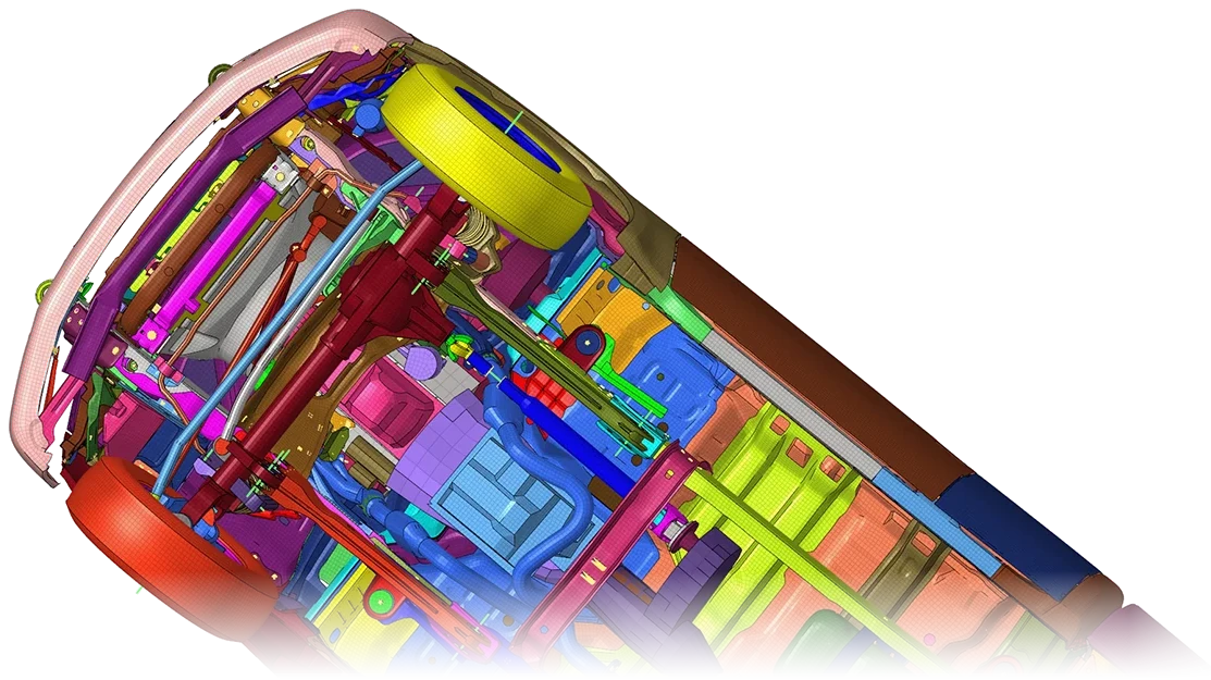 Simcenter HyperMesh model of a car underbody