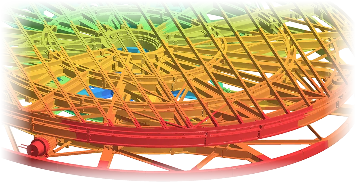 Simcenter SimSolid structural result on a CAD assembly